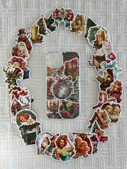 ZAKAPOP's Vintage Christmas Scene Decor Sticker DIY Phone Case
