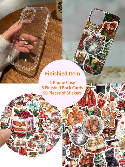 ZAKAPOP's Vintage Christmas Scene Decor Sticker DIY Phone Case