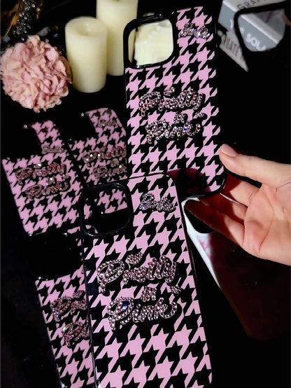 Zircon Checkered Rhinestone Resin Phone Case  | ZAKAPOP