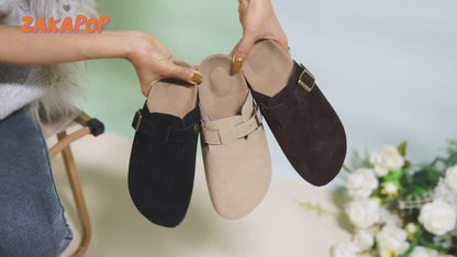 Women's Buckle Strap Flat Mules | ZAKAPOP