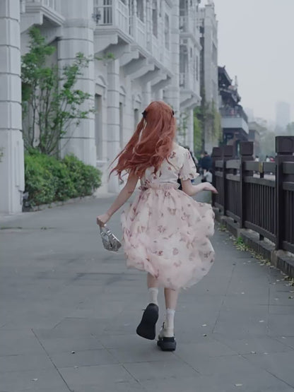 Fluttering Floral Square Collared Versatile Dress | ZAKAPOP