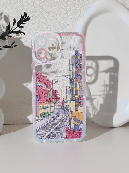 Japanese Sakura Landscape Clear Phone Case | ZAKAPOP