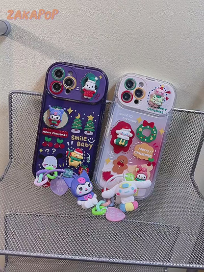 Cute Cartoon Anime Flip Mirror Christmas Phone Case For iPhone | ZAKAPOP