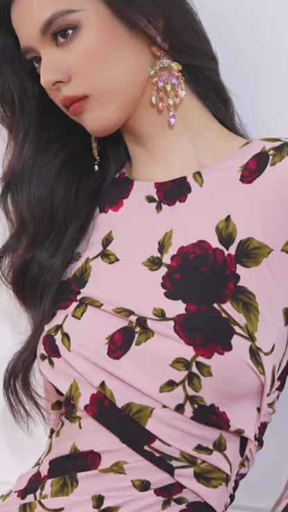 Romantic Magician Charcoal Rose Maxi Dress | ZAKAPOP
