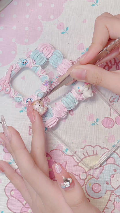 Light Handcrafted Cat and Dog Decoden Cream Phone Case ( Customizable ) | ZAKAPOP