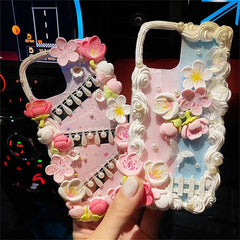 Handmade Cartoon Cherry Blossom Peach Cream Phone Case (Customizable) | ZAKAPOP