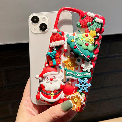 Handmade Cartoon Santa Claus Christmas Cream Phone Case (Customizable) | ZAKAPOP