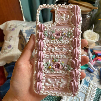 Handmade Flower 3d Oil Painting Retro Cream Mobile Phone Case (customizable) | ZAKAPOP