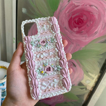 Handmade Flower 3d Oil Painting Retro Cream Mobile Phone Case (customizable) | ZAKAPOP