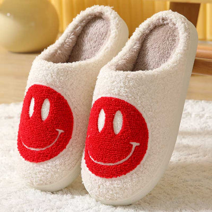 Fluffy Cute Smiley Face Winter Slippers | ZAKAPOP