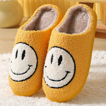 Fluffy Cute Smiley Face Winter Slippers | ZAKAPOP