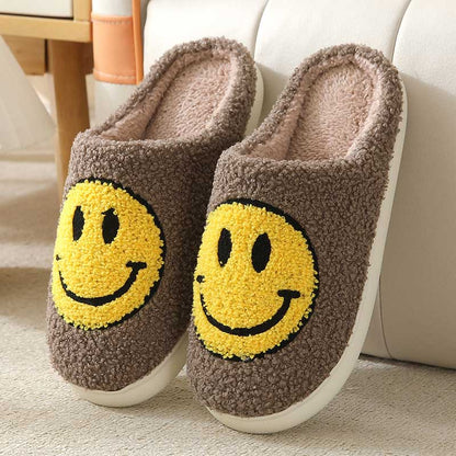 Fluffy Cute Smiley Face Winter Slippers | ZAKAPOP