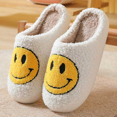 Fluffy Cute Smiley Face Winter Slippers | ZAKAPOP