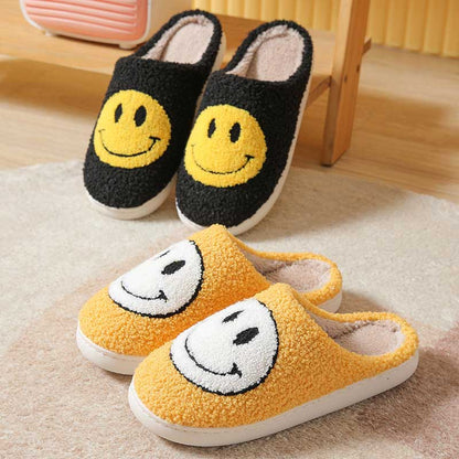 Fluffy Cute Smiley Face Winter Slippers | ZAKAPOP