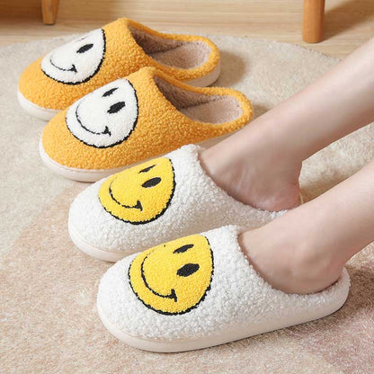 Fluffy Cute Smiley Face Winter Slippers | ZAKAPOP