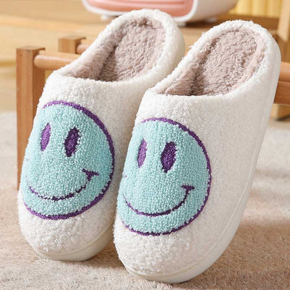 Fluffy Cute Smiley Face Winter Slippers | ZAKAPOP