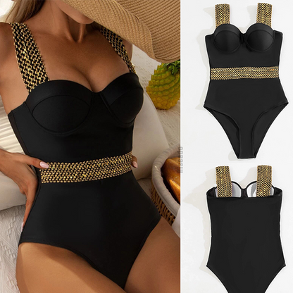 Gold Sequined High-end Sexy Swimwear | ZAKAPOP
