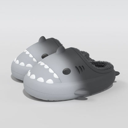 Gradient Cartoon Shark Cotton Plush Slippers Winter Shark Slides(Adults) | ZAKAPOP