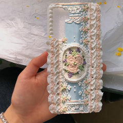 Handmade Palace Ladies 3d Oil Painting Retro Cream Phone Case (Customizable) | ZAKAPOP