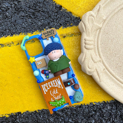 Handmade Van Gogh Cartoon Cute Cream Phone Case (Customizable) | ZAKAPOP